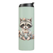  geklede Cottagecore Raccoon Pastel Thermosbeker (Gedraaid links)