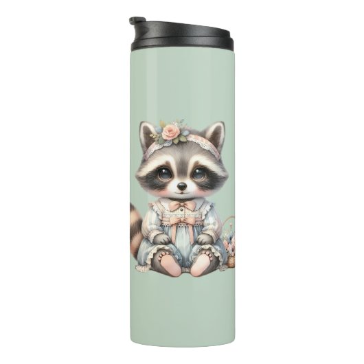  geklede Cottagecore Raccoon Pastel Thermosbeker (Geroteerd rechts)