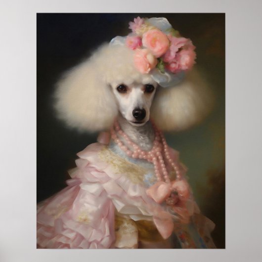 Geklede dierprints, Koninklijke dame hond Poster (Voorkant)