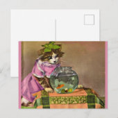 geklede kat en viskuit briefkaart (Voorkant / Achterkant)