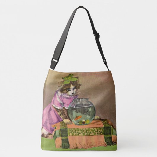 geklede kat en viskuit crossbody tas (Achterkant)