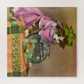 geklede kat en viskuit legpuzzel (Horizontaal)