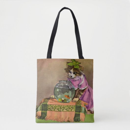 geklede kat en viskuit tote bag (Voorkant)