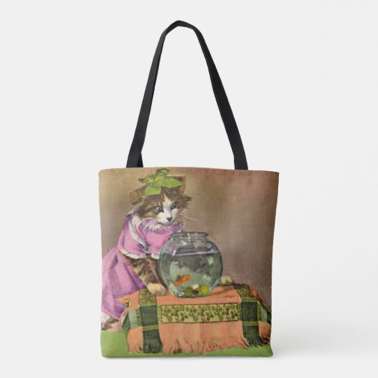 geklede kat en viskuit tote bag (Achterkant)