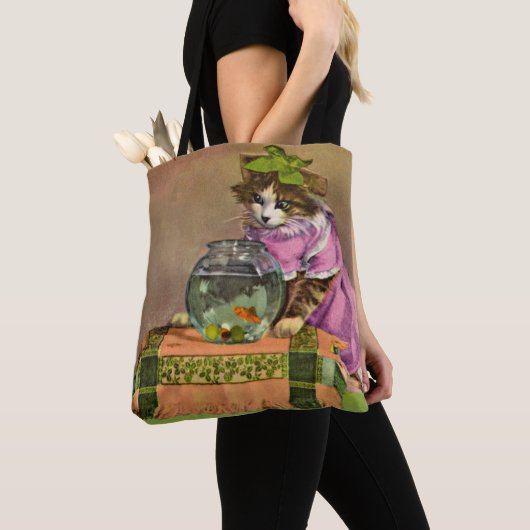 geklede kat en viskuit tote bag (Dichtbij)