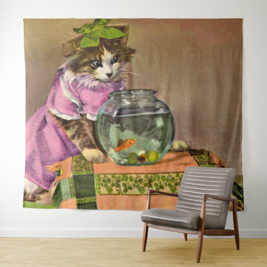 geklede kat en viskuit wandkleed (In Situ (horizontaal))