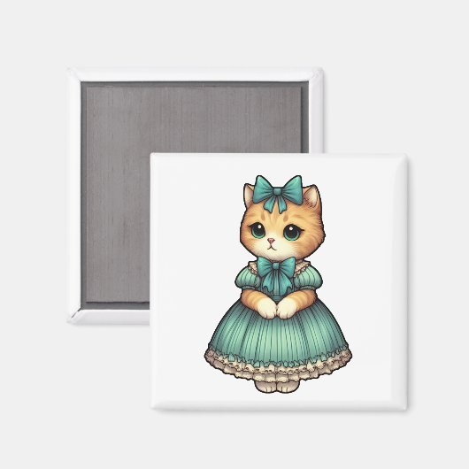  geklede kitten magneet (Voorkant / Achterkant)