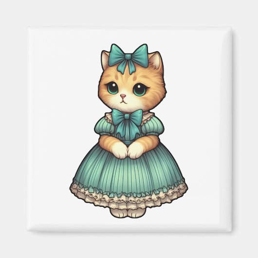  geklede kitten magneet (Voorkant)
