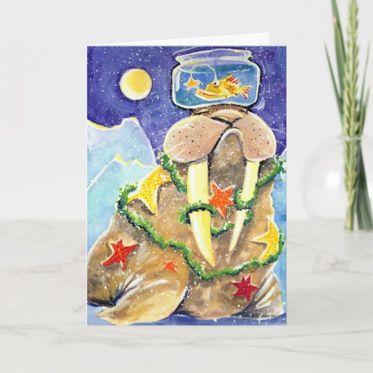 Geklede omhoog Walrussen Feestdagen Kaart (Voorkant)