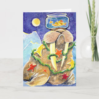 Geklede omhoog Walrussen Feestdagen Kaart