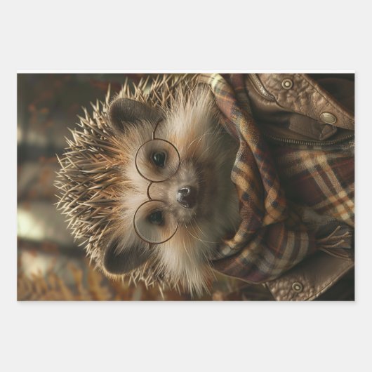  geklede stekelvarkens decoupage inpakpapier vel (Voorkant 3)