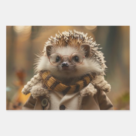  geklede stekelvarkens decoupage inpakpapier vel (Voorkant 2)