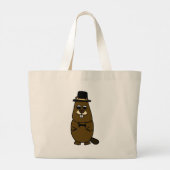 Gekleed Groundhog Grote Tote Bag (Achterkant)