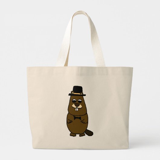 Gekleed Groundhog Grote Tote Bag (Achterkant)