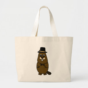 Gekleed Groundhog Grote Tote Bag