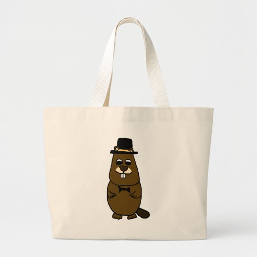 Gekleed Groundhog Grote Tote Bag (Voorkant)