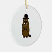 Gekleed Groundhog Keramisch Ornament (Rechts)