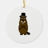 Gekleed Groundhog Keramisch Ornament (Voorkant)