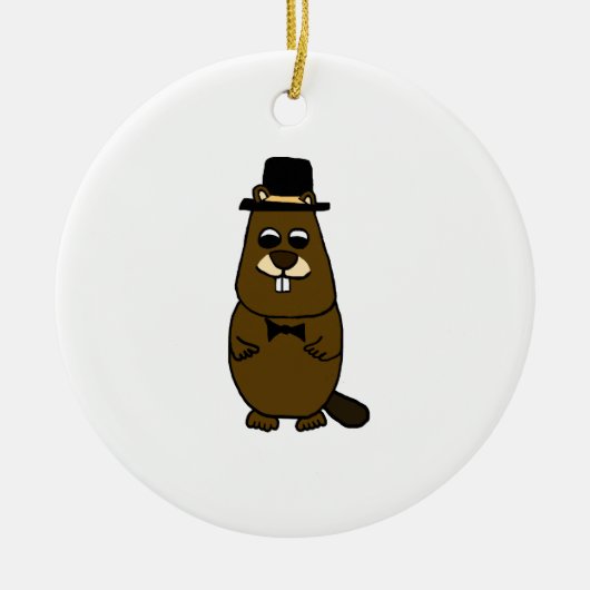 Gekleed Groundhog Keramisch Ornament (Voorkant)