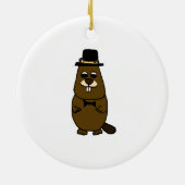 Gekleed Groundhog Keramisch Ornament (Achterkant)