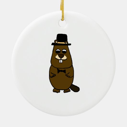 Gekleed Groundhog Keramisch Ornament (Achterkant)