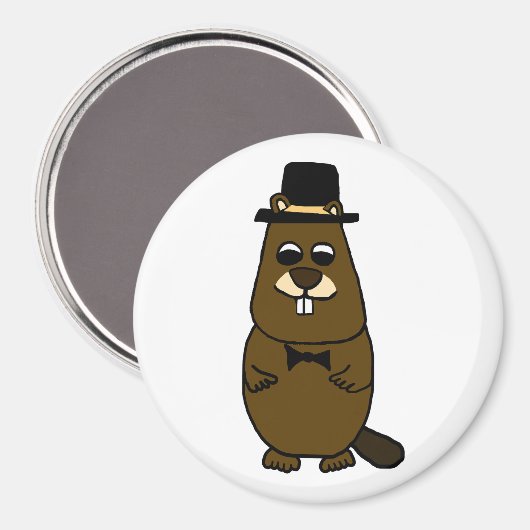 Gekleed Groundhog Magneet (Voorkant / Achterkant)