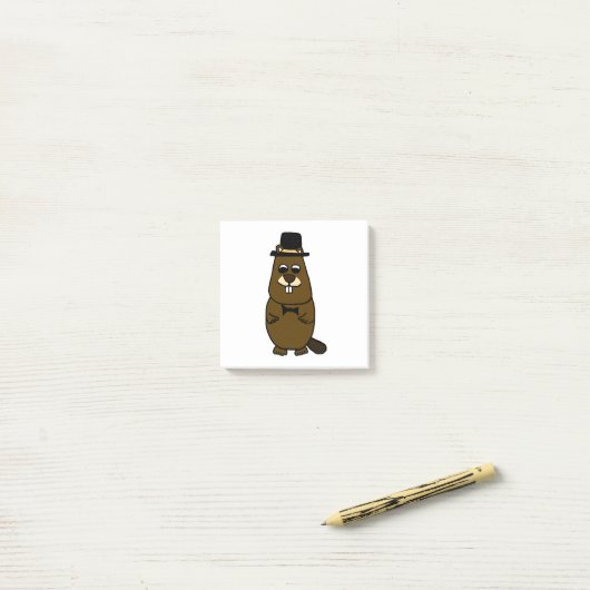 Gekleed Groundhog Post-it® Notes (Op bureau)
