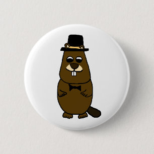 Gekleed Groundhog Ronde Button 5,7 Cm