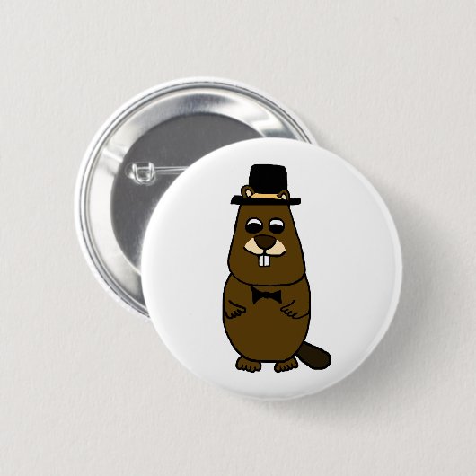 Gekleed Groundhog Ronde Button 5,7 Cm (Voorkant /achterkant)