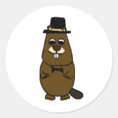 Gekleed Groundhog Ronde Sticker (Voorkant)