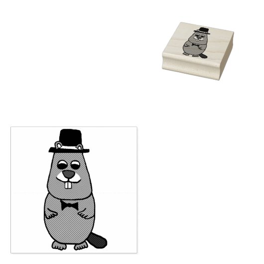 Gekleed Groundhog Rubberstempel (Gestempeld)