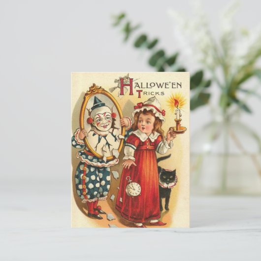 Gekleed in Mirror Halloween Tricks Briefkaart (Staand voorkant)