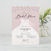 Gekleed in Parels Elegant Jurk Roze Vrijgezellenfe Kaart (Staand voorkant)