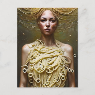 Gekleed in pasta briefkaart