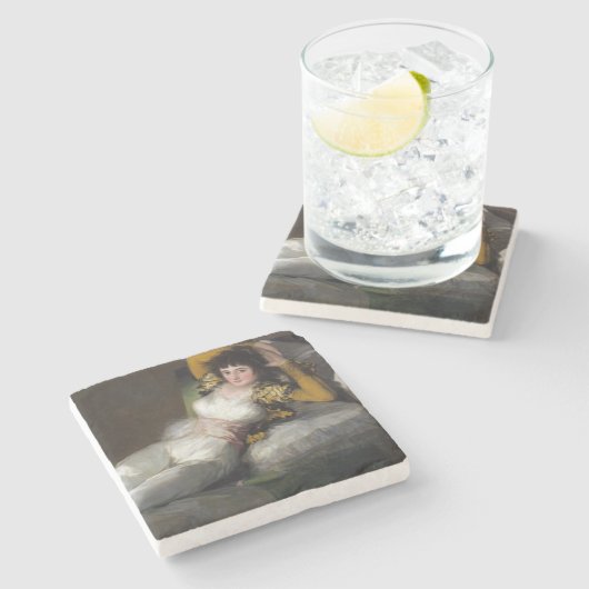 Gekleed Maja (door Francisco Goya) Stenen Onderzetter (Zijkant)