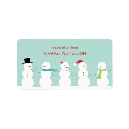 Gekleed Sneeuwman Holiday Gift Label / Favor Stick (Voorkant)