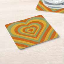 Gekleept Groovy Retro Layered Love Heart Square