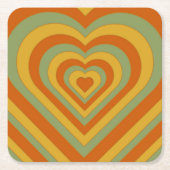 Gekleept Groovy Retro Layered Love Heart Square Kartonnen Onderzetters (Voorkant)