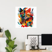 🐱 gekleurd abstract kat 🎨 poster (Thuiskantoor)