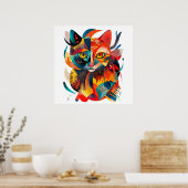🐱 gekleurd abstract kat 🎨 poster (Keuken)