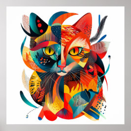 🐱 gekleurd abstract kat 🎨 poster