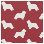Gekleurd collie Silhouettes Pattern Red en White Stof (Close Up)