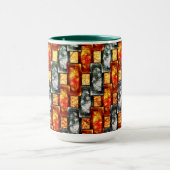 Gekleurd en gekleurd rood, rechthoekig mok (Midden)