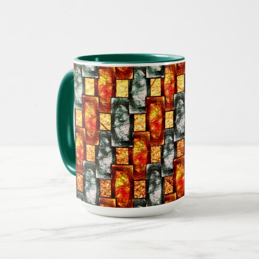 Gekleurd en gekleurd rood, rechthoekig mok (Voorkant links)