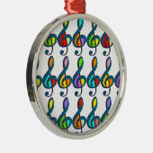 gekleurd G clef muzieknoten patroon Metalen Ornament (Rechts)