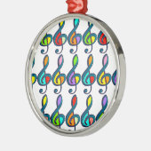 gekleurd G clef muzieknoten patroon Metalen Ornament (Links)