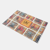 gekleurd Geometrisch Abstract bandpatroon Deurmat (Schuin)