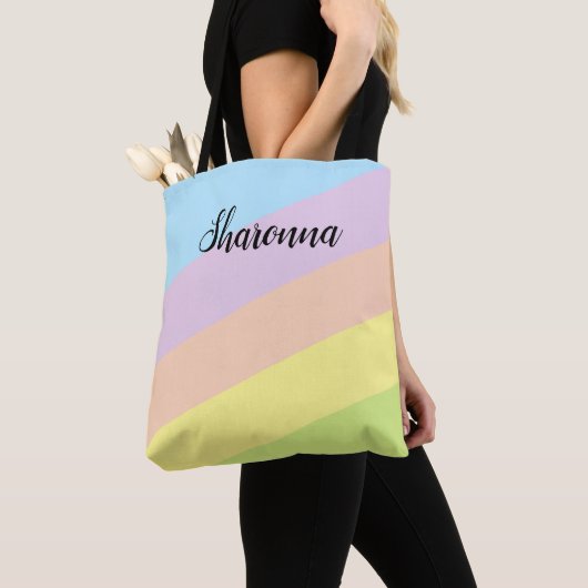 gekleurd gestreept tote bag (Dichtbij)
