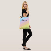 gekleurd gestreept tote bag (Op model)