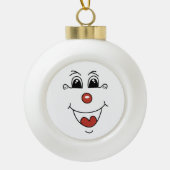 GEKLEURD GEZICHT KERAMISCHE BAL ORNAMENT (Voorkant)